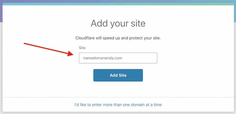 masukkan nama domain untuk CF proses